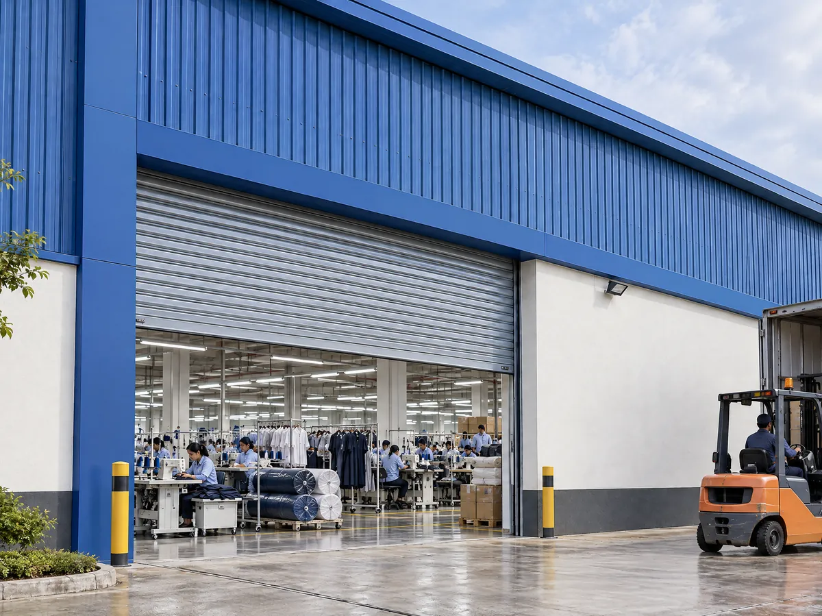 Rolling door industri di pabrik garmen PT Hero Busana